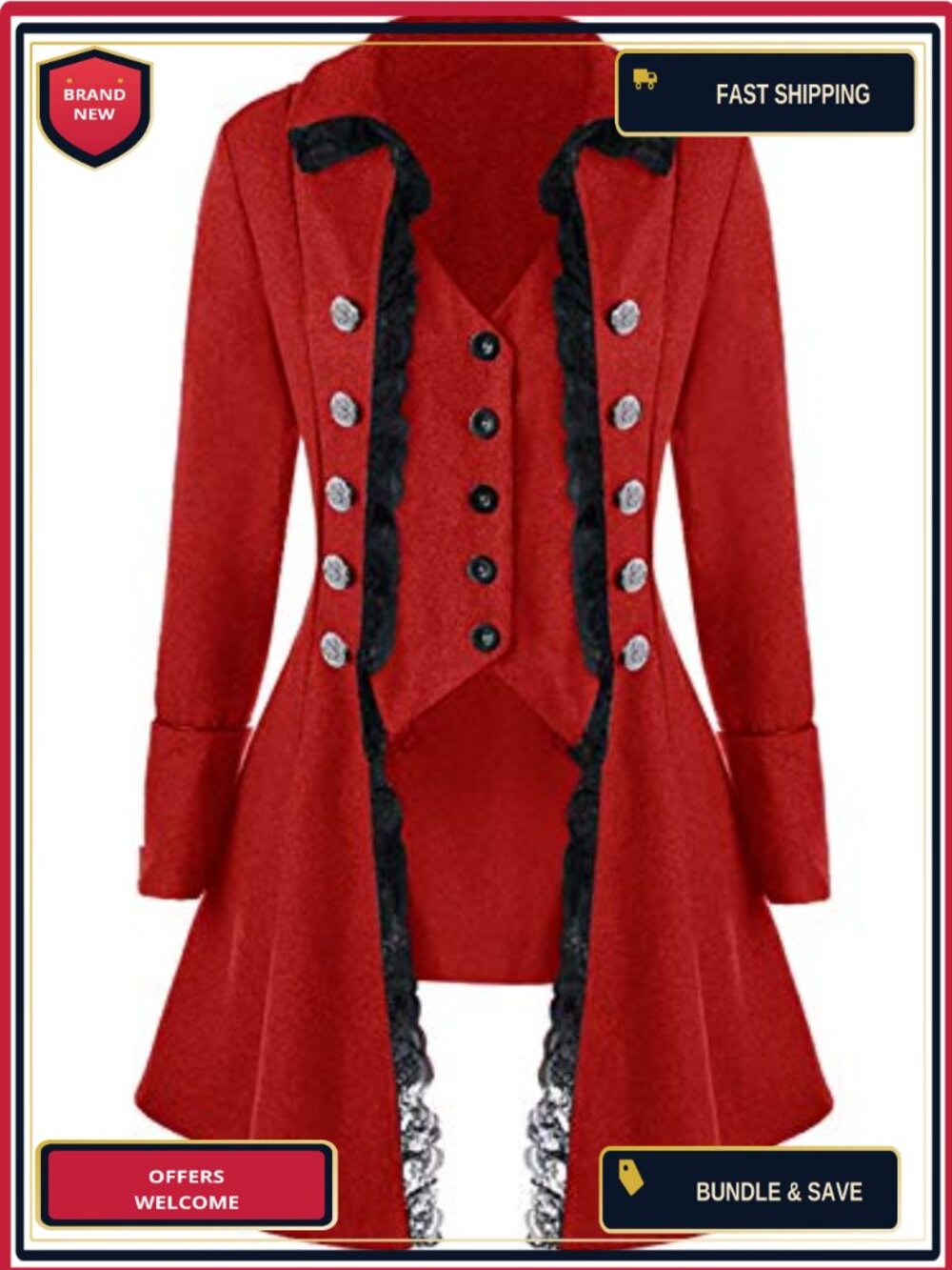 Women's Gothic Steampunk Victorian Tailcoat Jacket Halloween Costume